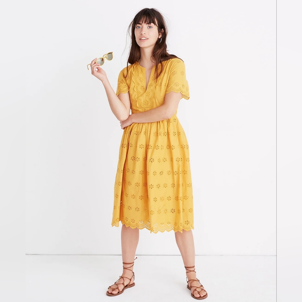 Madewell Scallop Eyelet Dress Size 2